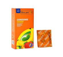 Презервативи Recare Color Fruit Flavour Condoms 12 шт, аромати: м'ята, банан, полуниця