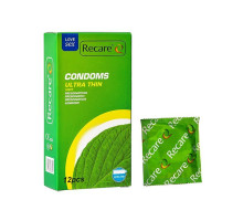 Презервативи Ultra Thin Mint Condoms Recare 12 шт, ультратонкі, аромат: м'ята