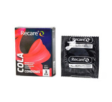 Презервативи Holographic Recare Cola Dotted&Ribbed Condoms 3 шт, з пухирцями і ребрами, аромат: Кола