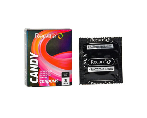 Презервативи Holographic Recare Delay Candy Condoms 3 шт, пролонгувальний ефект, цукерковий аромат