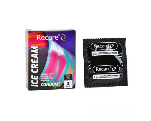 Презервативи Holographic Recare Ice Cream Big Dotted Condoms 3 шт, з пухирцями, аромат: морозиво