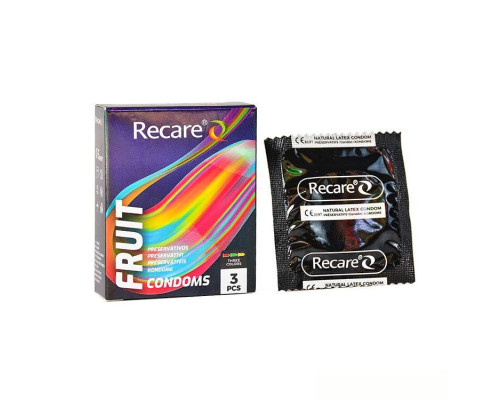 Презервативи Holographic Recare Fruit Flavour Condoms 3 шт, аромати: м'ята, банан, полуниця