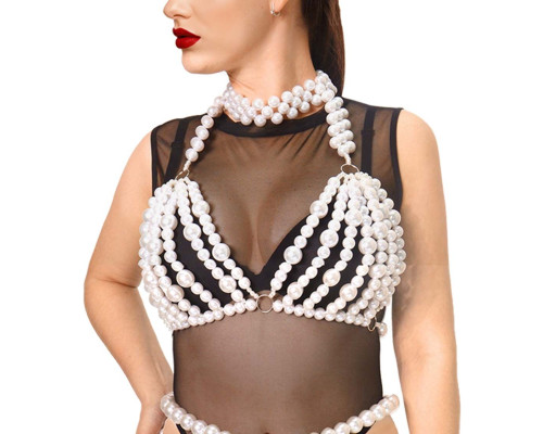 Ліф з перлин Art of Sex - Jasmine, колір білий, розмір XS-2XL