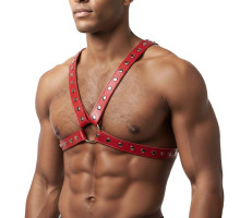 Чоловіча портупея Art of Sex - Spartacus, екошкіра, колір червоний, розмір L-2XL