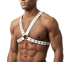 Чоловіча портупея Art of Sex - Spartacus, екошкіра, колір білий, розмір L-2XL
