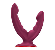 Подвійний фалоімітатор Fun Factory RYDE Wine Red, гнучкі стовбури, присоска