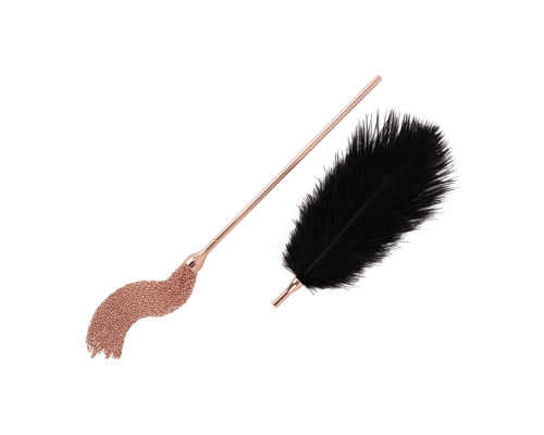 Лоскітка з металевим флогером Rosy Gold - Feather Tickler & Whip