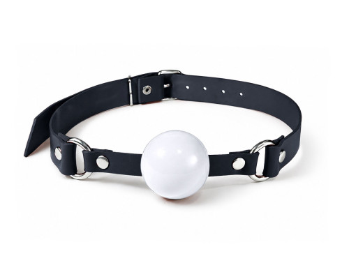 Кляп силіконовий Feral Feelings Silicon Ball Gag Black/White, чорний ремінець, біла кулька