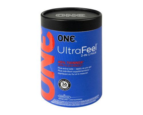 Презервативи ONE Ultra Feel, ультратонкі, з додатковою змазкою, 36 шт, подарункове паковання-тубус