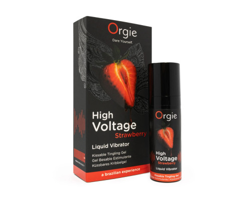 Рідкий вібратор Orgie High Voltage – Strawberry, 15 мл, ефект мурашок, дуже потужний, смак полуниці