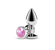 Анальна пробка NS Novelties Rear Assets - Silver - Medium - Pink Gem