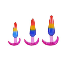 Набір анальних пробок Doc Johnson Crystal Jellies - Anal Trainer Set - Rainbow