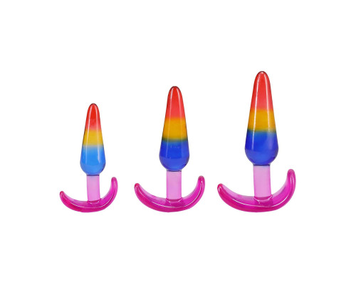 Набір анальних пробок Doc Johnson Crystal Jellies - Anal Trainer Set - Rainbow