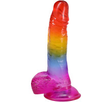 Фалоімітатор Doc Johnson Crystal Jellies - Realistic cock with balls 8.5 Inch - Rainbow