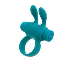 Ерекційне віброкільце S Pleasures Premium Rabbit Ring бірюзове, зі знімною віброкулею та вушками