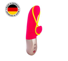 Мінівібратор-кролик зі стимулювальною стрічкою Fun Factory AMORINO pink/neon yellow (м'яте паковання!!!)