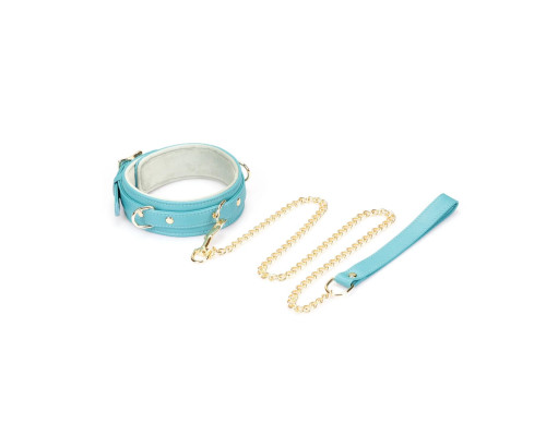 Нашийник з повідцем Liebe Seele Blue Lamb Leather Collar with Velvet Lining