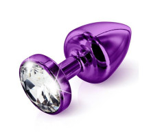 Анальна пробка Diogol ANNI round purple 35мм, з кристалом Swarovsky