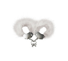 Наручники металеві Adrien Lastic Handcuffs White з білим пухнастим оздобленням
