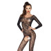 Бодістокінг Passion BS042 black, комбінезон, довгий рукав, закрите плече