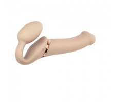 Безремінний страпон з вібрацією Strap-On-Me Vibrating Flesh L, діаметр 4,2 см, пульт ДК, регульований