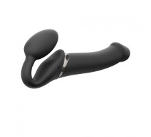 Безремінний страпон з вібрацією Strap-On-Me Vibrating Black L, діаметр 3,7см, пульт ДК, регульований