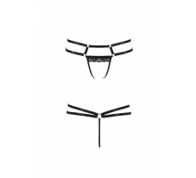 Трусики-стрінги зі стреп та мереживом Passion Exclusive LORRY THONG L/XL, black