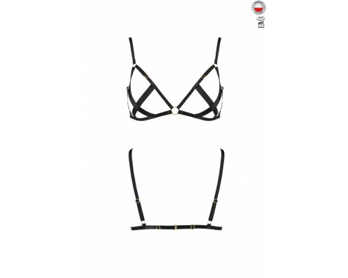Відкритий бюстгальтер-стрепи Passion Exclusive NICKY BRA L/XL, black