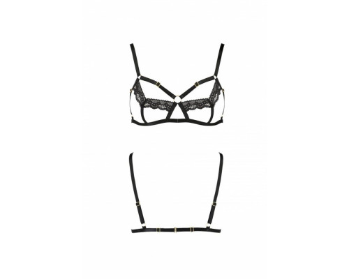 Бюстгальтер-стрепи з мереживом Passion Exclusive SOLON BRA S/M, black