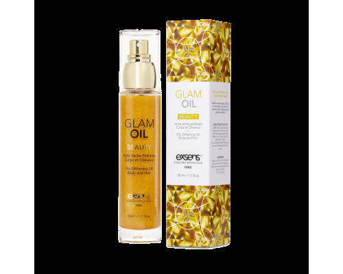 Олія для тіла з блиском EXSENS Glam Oil 50мл, з мигдальною олією, без парабенів і феноксіетанолу