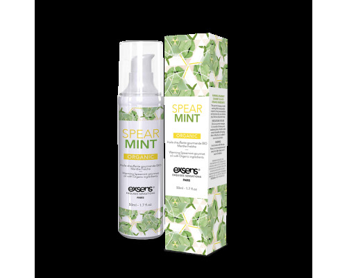 Масажна олія EXSENS Organic Spear Mint 50мл розігрівальна, без цукру, без парабенів, їстівна