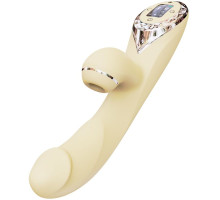 Вакуумний вібратор-кролик з підігрівом KISSTOY A-King Pro Yellow, з LED-екраном
