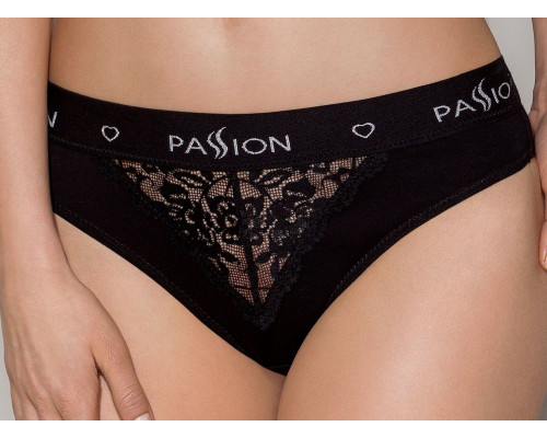 Трусики з широкою гумкою і мереживом Passion PS001 PANTIES XL, black