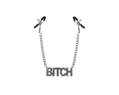Затискачі для сосків Bitch, Feral Feelings - Nipple clamps Bitch, срібло/чорний