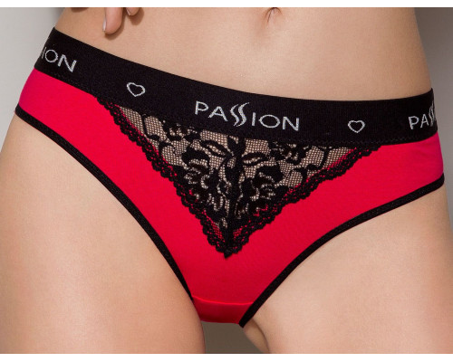 Трусики з широкою гумкою і мереживом Passion PS001 PANTIES S, red-black