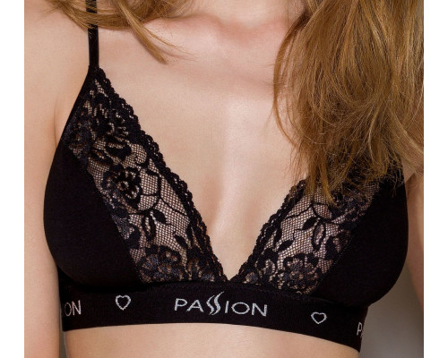 Еластичний топ з мереживом Passion PS001 TOP M, black