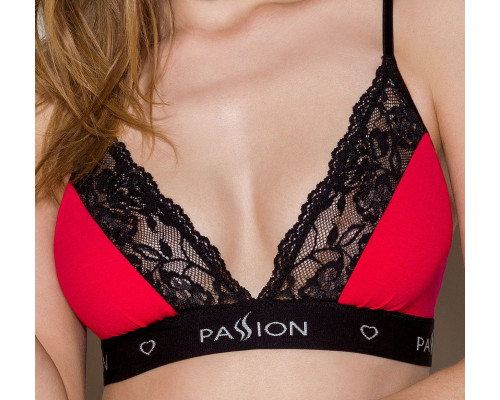 Еластичний топ з мереживом Passion PS001 TOP M, red-black
