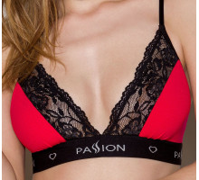 Еластичний топ з мереживом Passion PS001 TOP S, red-black