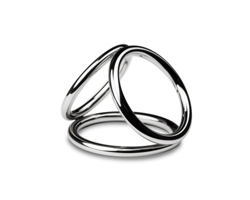 Тройное эрекционное кольцо Sinner Gear Unbendable — Triad Chamber Metal Cock and Ball Ring — Medium