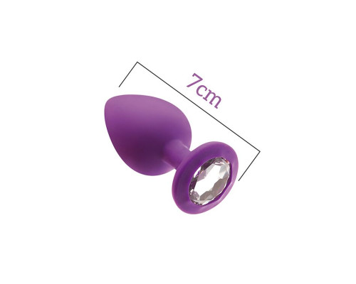 Анальная пробка с кристаллом MAI Attraction Toys №47 Purple, длина 7см, диаметр 2,8см