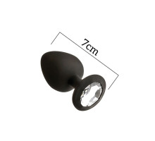 Анальна пробка з кристалом MAI Attraction Toys №47 Black, довжина 7см, діаметр 2,8 см