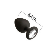 Анальна пробка з кристалом MAI Attraction Toys №48 Black, довжина 8,2 см, діаметр 3,5 см
