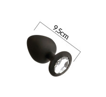 Анальна пробка з кристалом MAI Attraction Toys №49 Black, довжина 9,5 см, діаметр 4 см