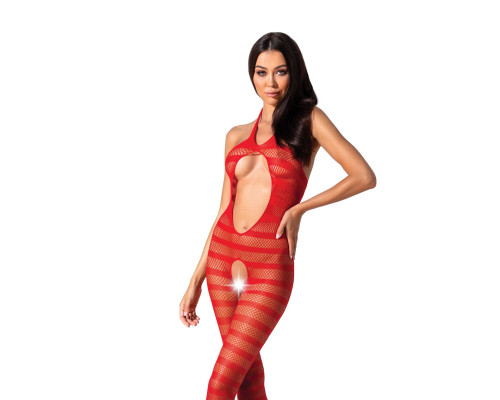 Сітчастий бодістокінг з відкритим животом Passion BS081 red