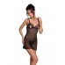 Сорочка з вирізами на грудях, стрінги Passion LOVELIA CHEMISE XXL/XXXL, black