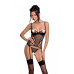 Корсет з підв'язками, стрінги Passion LOVELIA CORSET L/XL, black