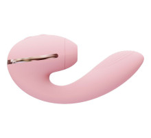 Вакуумний вібратор KISSTOY Tina Mini Pink, вагінально-кліторальний