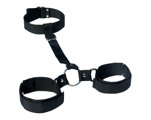 Ошейник с наручниками Sex and Mischief - Shadow Neck & Wrist Restraint, для рук и ног, тканевый