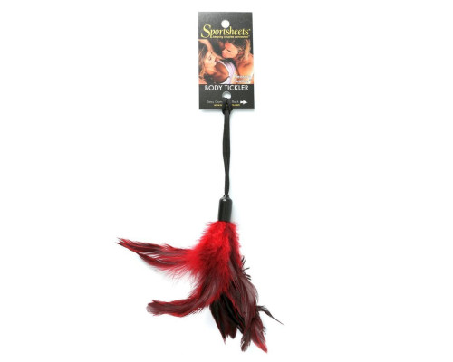 Метелочка-щекоталка Sportsheets - PLEASURE FEATHER RED на веревочной петле