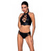 Комплект з еко-шкіри Passion NANCY BIKINI S/M, black, бра та трусики з імітацією шнурівки
